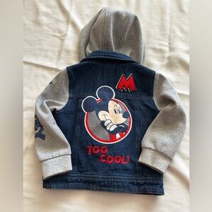 Disney Mickey Mouse Hooded Denim Jean Jacket Toddler 4t